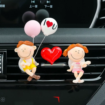 Car Perfume Aromatherapy, Air Conditioning Pendant Cartoon Cute - reading-tuyere-love-balloon-couple-large-peach-heart