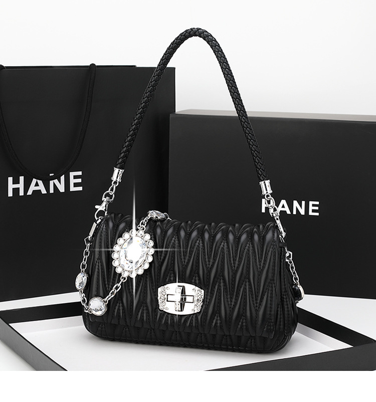 Pequena bolsa transversal quadrada feminina bolsa acolchoada corrente_voghion.com