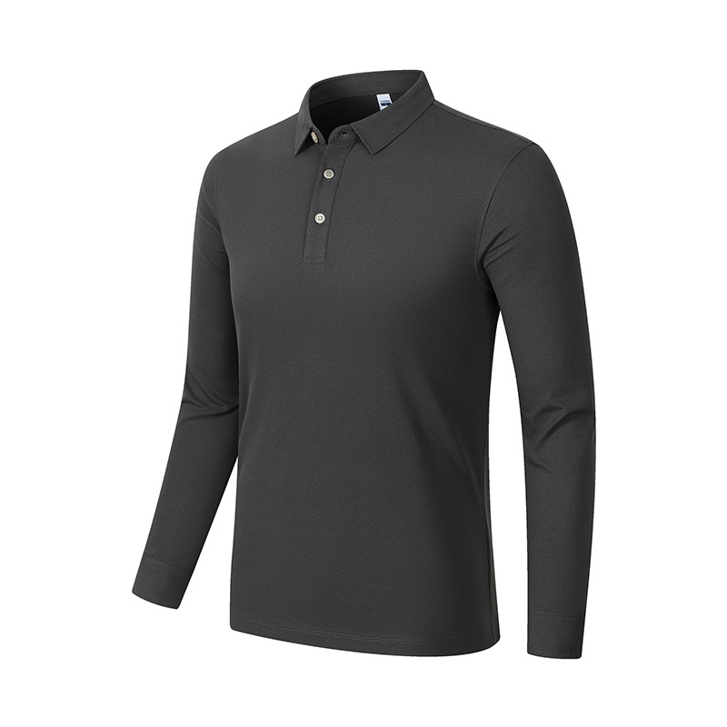Camiseta de negocios de collar polo polo camiseta de publicidad de algodón sólido personalizada polo de manga larga hombre sensación alta