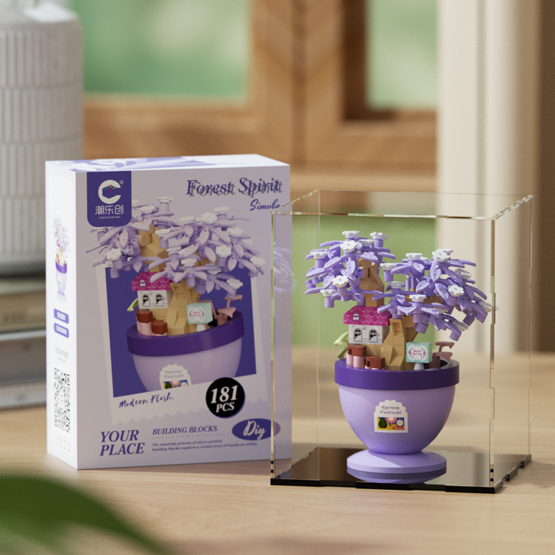Compatible con cerezo árbol inmortal bloques de flores plantas en maceta para niños juguetes inteligentes transfronterizos regalos del día de la maestra