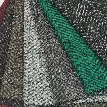 现货供应 圈圈纱粗纺呢绒大人字毛呢 大衣呢料 绍兴面料