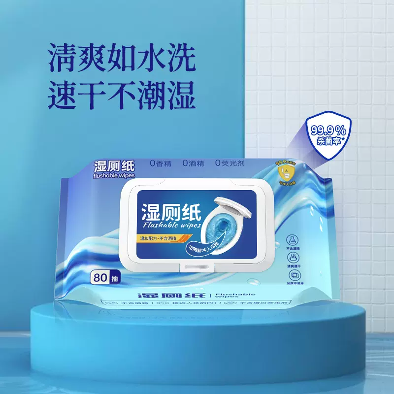 湿厕纸家庭实惠装男女士通用私处清洁杀菌可冲马桶专用洁厕湿纸巾