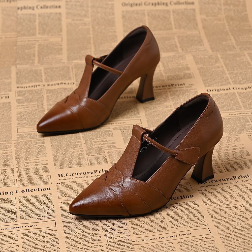 2026 primavera y verano nuevo estilo superficial estilo de moda universal perezoso de punta punta de un pie tacones gruesos zapatos antideslizantes de tacones altos