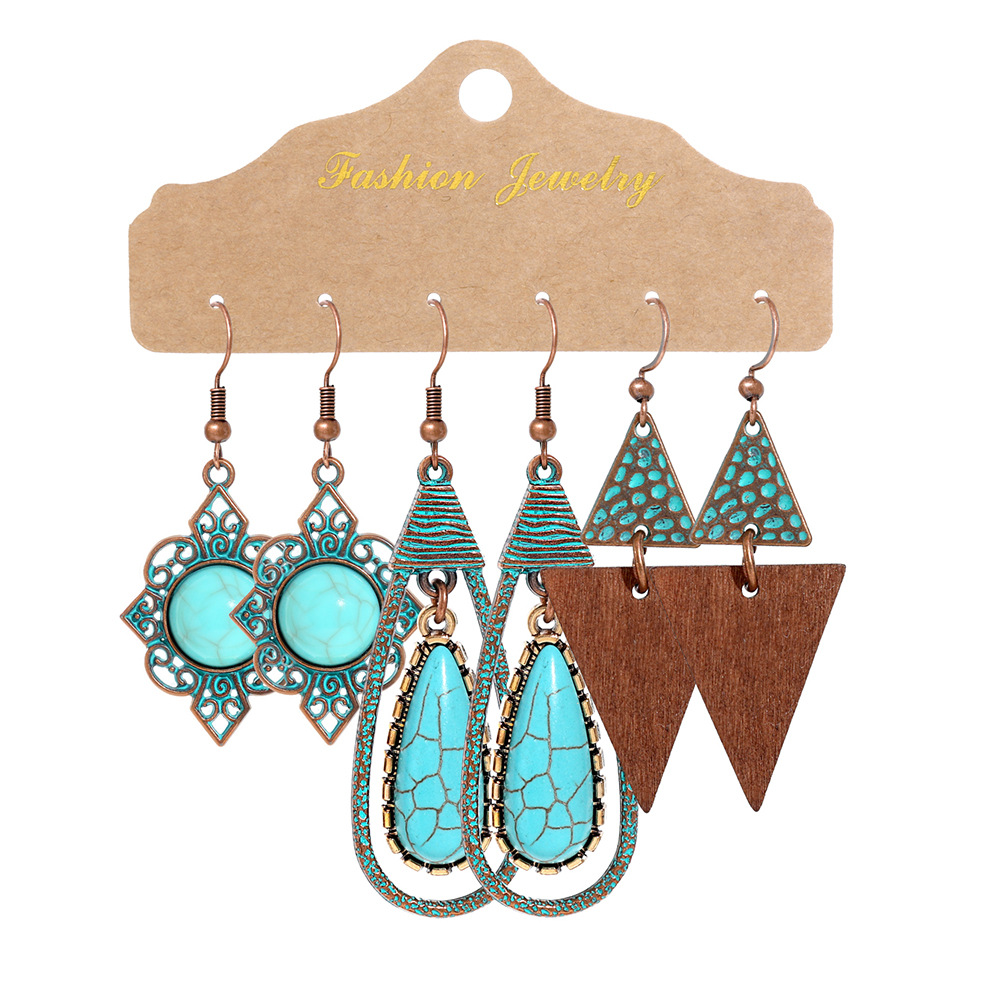 Factory direct earrings 3-piece cross-border European and American fashion jewelry combination set irregular earrings tassel earrings