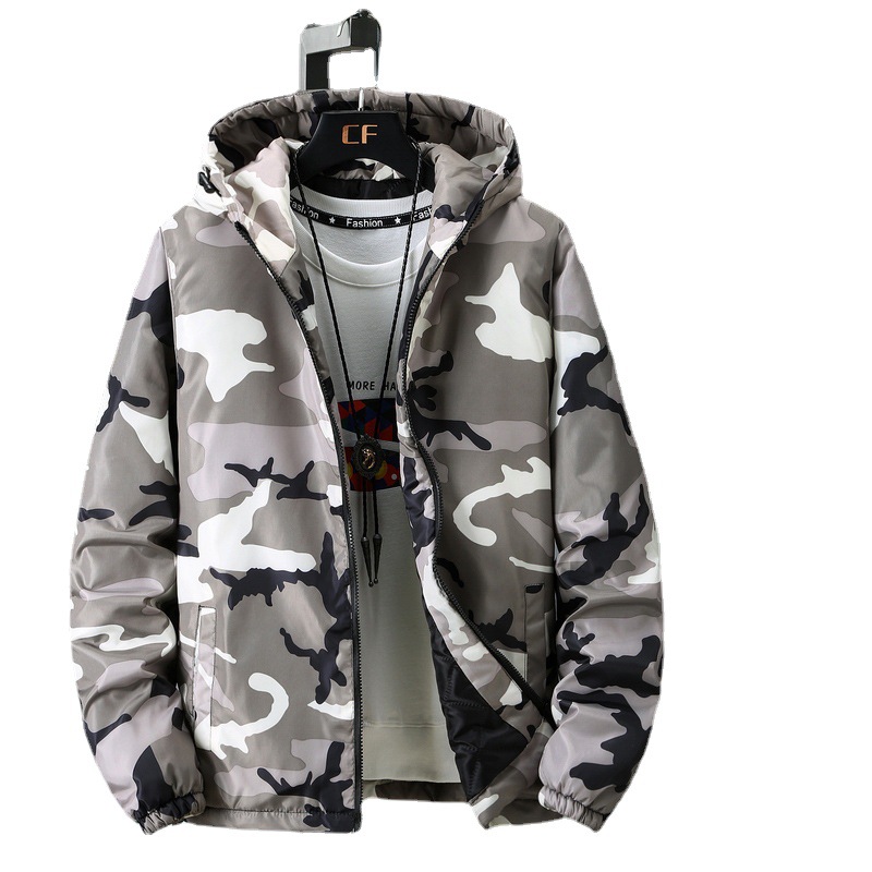 Herrenbekleidung Baumwollmantel Herbst und Winter Camouflage dicker Mantel Baumwolljacke Teenager gutaussehend trendige Mittelschüler warme Jungenjacke_voghion.com
