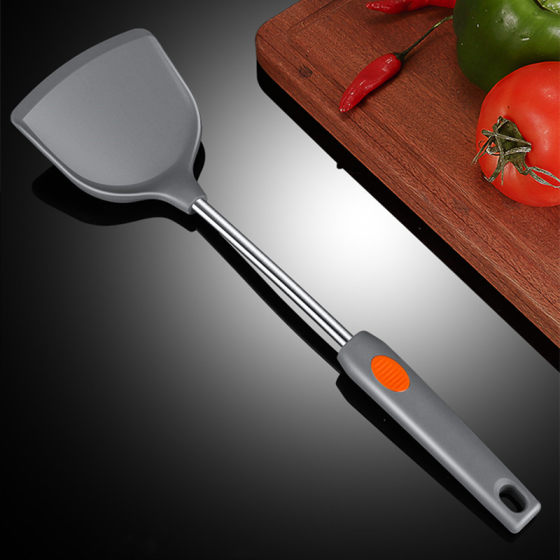 Silicone spatula stainless steel tube handle stir-fry spatula kitchen household non-stick pan special spatula American standard Chinese stir-fry spatula