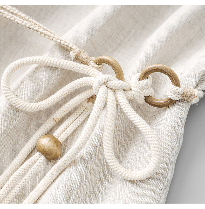 Đầm maxi nữ không tay phong cách Bohemian chất liệu linen tencel phối tua rua — Màu kaki chi tiết 19