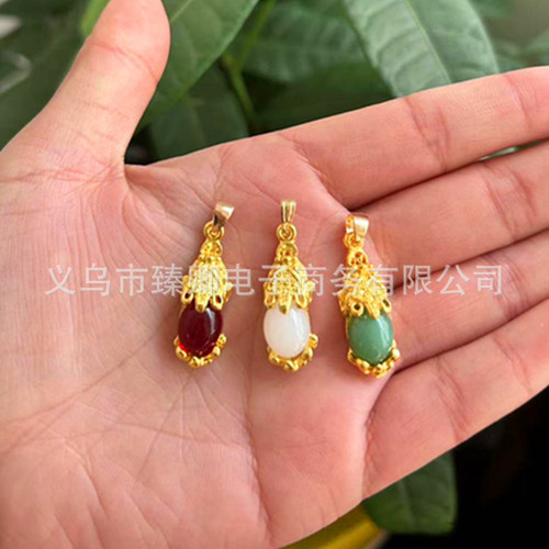 Live broadcast Internet celebrity light luxury imitation gold inlaid with jade sand gold Guanyin DIY jewelry pendant inlaid with Vietnamese ancient sand gold welfare products