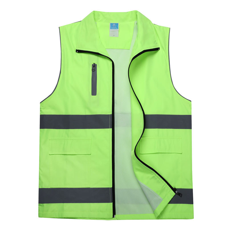 Chaleco compuesto reflectante de doble capa impreso logotipo almacenamiento logística ropa de trabajo de seguridad de tráfico saneamiento limpieza chaleco bordado