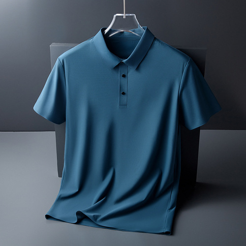Custom Ice-Silk Seamless Polo Shirt for Summer with Ice Feel, Business Casual, Youth and Middle-Aged Men, Elastic