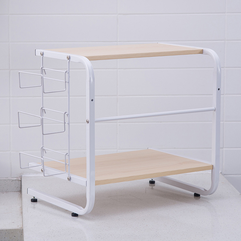 Tubo cuadrado de doble capa placa gruesa en forma de U estante del horno de microondas cocina horno doméstico rack de almacenamiento multifuncional de escritorio