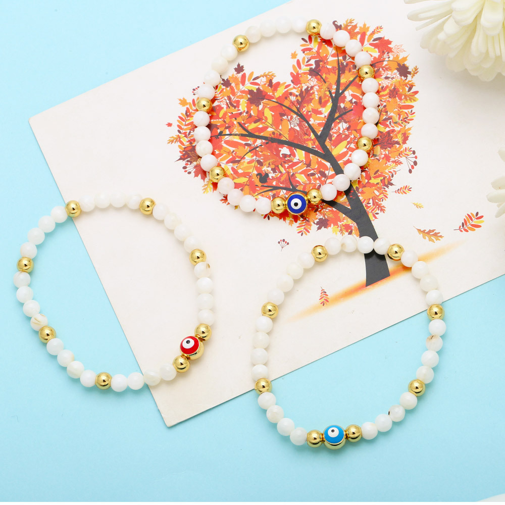 Simple Style Devilu0027S Eye Copper Beaded Enamel Plating Bracelets 1 Piece