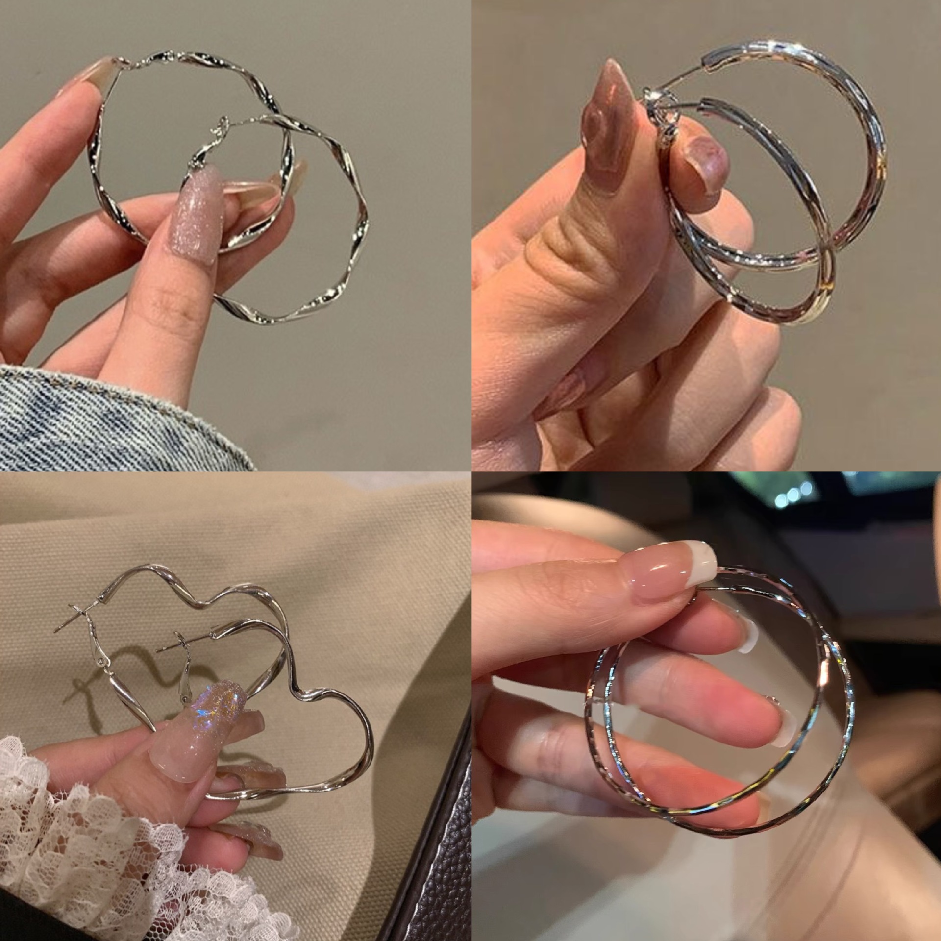 Pendientes de alta gama de lujo ligero transfronterizo de aguja de plata de galvanoplastia de oro real, pendientes de personalidad de nicho, pendientes de alta gama de moda al por mayor