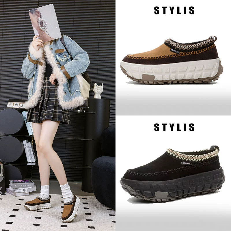 2025 новые зимние женские сапоги из натуральной кожи с толстой вельветовой подошвой, ретро этнический стиль, удобные женские сапоги на хлопковой подкладке