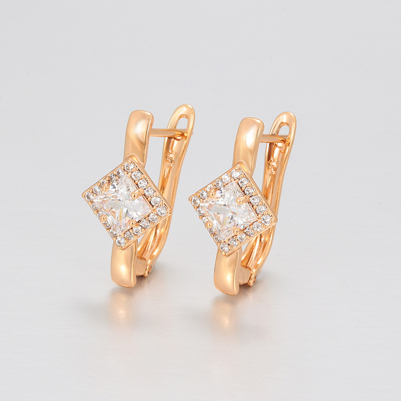 Pendientes de Aleación Xuping con Baño de Oro de 18k y Múltiples Circonitas, Estilo Europeo y Americano, Versátiles y a la Moda para Mujer, Venta al por Mayor