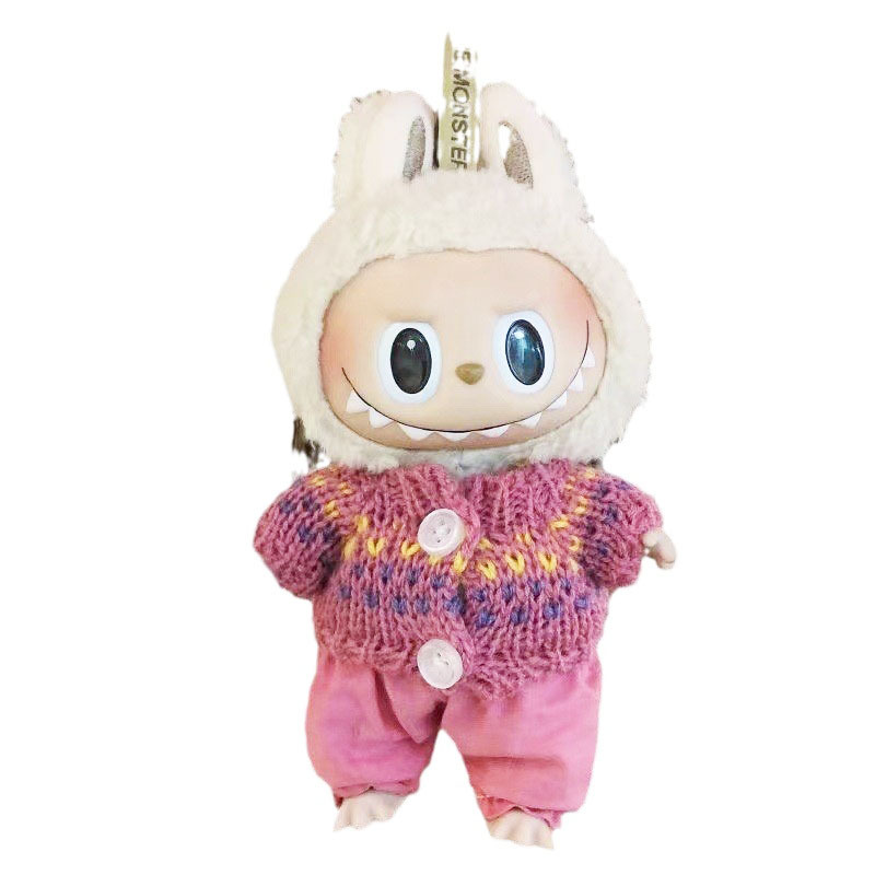 15cm ciego caja pull paño suéter pantalones macaron labubu colgante muñeca suéter Año Nuevo suéter lindo