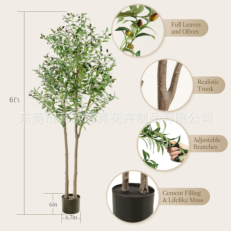 Simulación de plantas verdes, olivos desmontables transfronterizos, muebles para el hogar nórdicos, adornos falsos en macetas, decoración de ventanas de celebridades de Internet, árboles artificiales