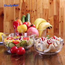 简约透明丽尊玻璃水果盆  家用沙拉玻璃碗  商用小吃零食拼盘碗