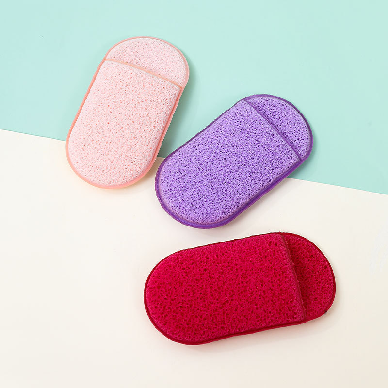 Limpiador facial personalizado de fábrica, pantuflas pequeñas con guantes ovaladas, limpiador, limpiador, máscara de barro, desmaquillante, esponja, toalla facial