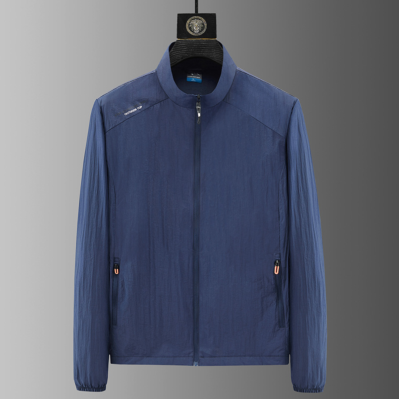 Ropa de protección solar de cuello suelto de cuero para hombres y mujeres, chaqueta deportiva al aire libre, chaqueta de ocio, bolsillo con cremallera, ropa de protección solar de moda