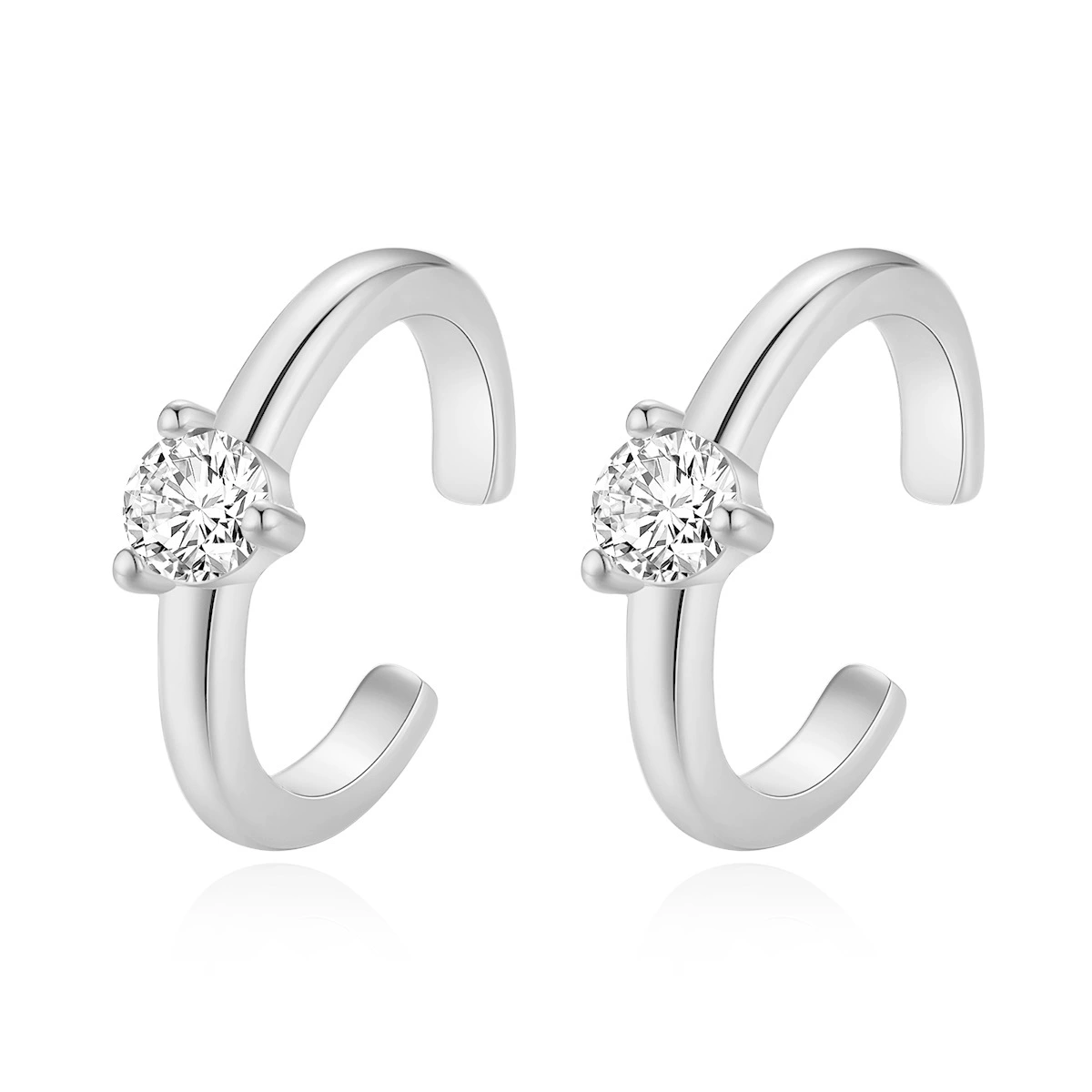 Sophisticated universal ear clips, European style, 925 silver, simple, elegant design