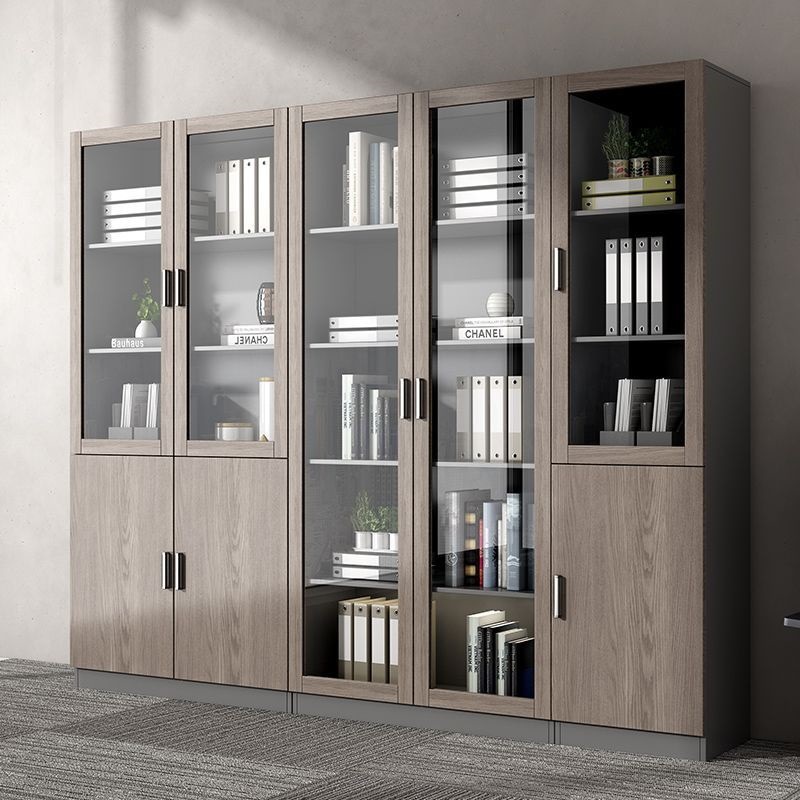 Wooden modern glass bookcase for documents