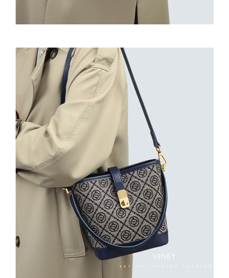 Túi tote nữ cỡ lớn họa tiết monogram, đeo vai và đeo chéo đi làm — màu xanh, Màu xanh (phiên bản công khai), màu đen, Màu đen (phiên bản công khai) chi tiết 7
