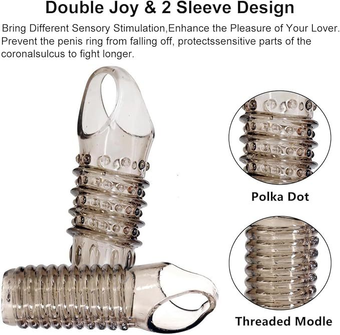 Wolf-Tooth Textured TPE Condom Sleeve, Thickened Delay Design, Transparent Adult Set — detail image 5