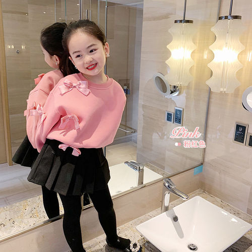 Girls 'sweaters, new clothes, long-sleeved children's spring and autumn fashionable clothes, bow tie, fashionable style