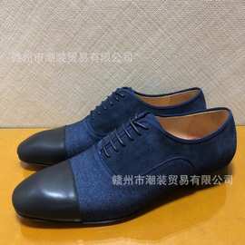 cl andgz男鞋英伦牛仔拼皮正装皮鞋红底鞋乐福皮鞋德比鞋真皮底