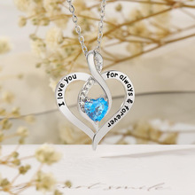 跨境配饰饰品热销星辰石桃心项链女欧美永恒之爱染黑字母爱心项链