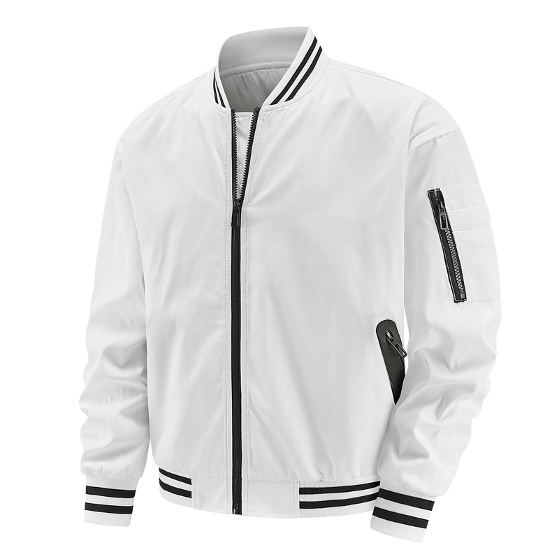 Primavera, otoño y invierno para hombres herramientas de herramientas de cremallera retrógrada trajes de vuelo cuello de béisbol chaqueta casual suelta chaqueta