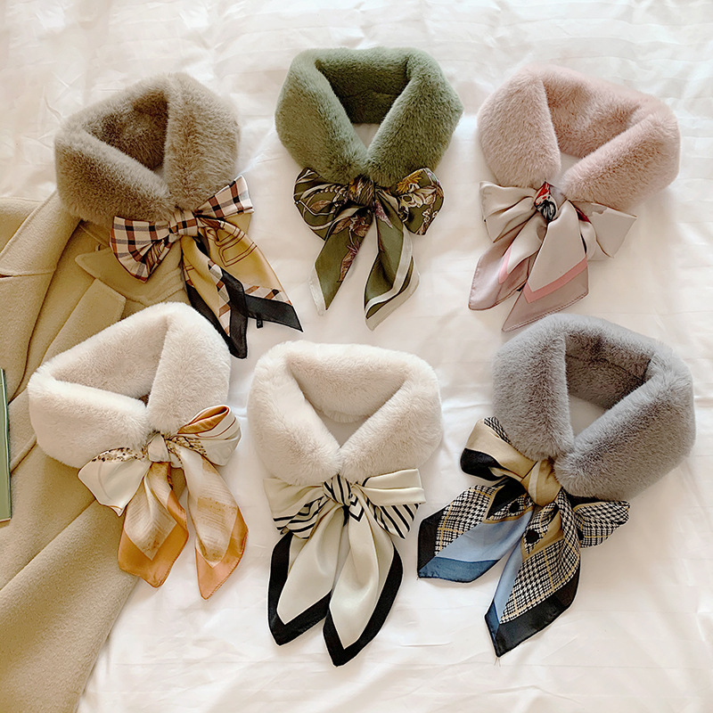 Eșarfă de albire ~ Eșarfă artificială versatilă de iarnă, mărită și îngroșată, cu guler din blană de vânt pentru căldură_voghion.com