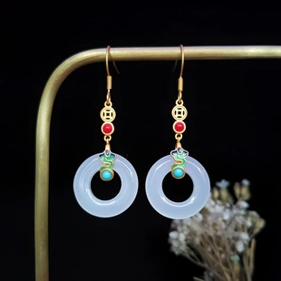 Classic universal ethnic earrings jade, ethnic style