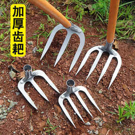 加厚农用四齿钉耙翻土除草工具多齿搂草齿耙园林开荒锻打钢耙批发