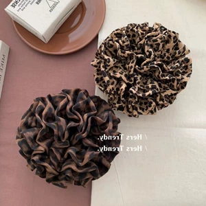 Little Wild Leopard Hydrangea Hair Tie ~ Leopard Print Scrunchie Hair Accessory Elegant High-End Korean Style Ins Blogger