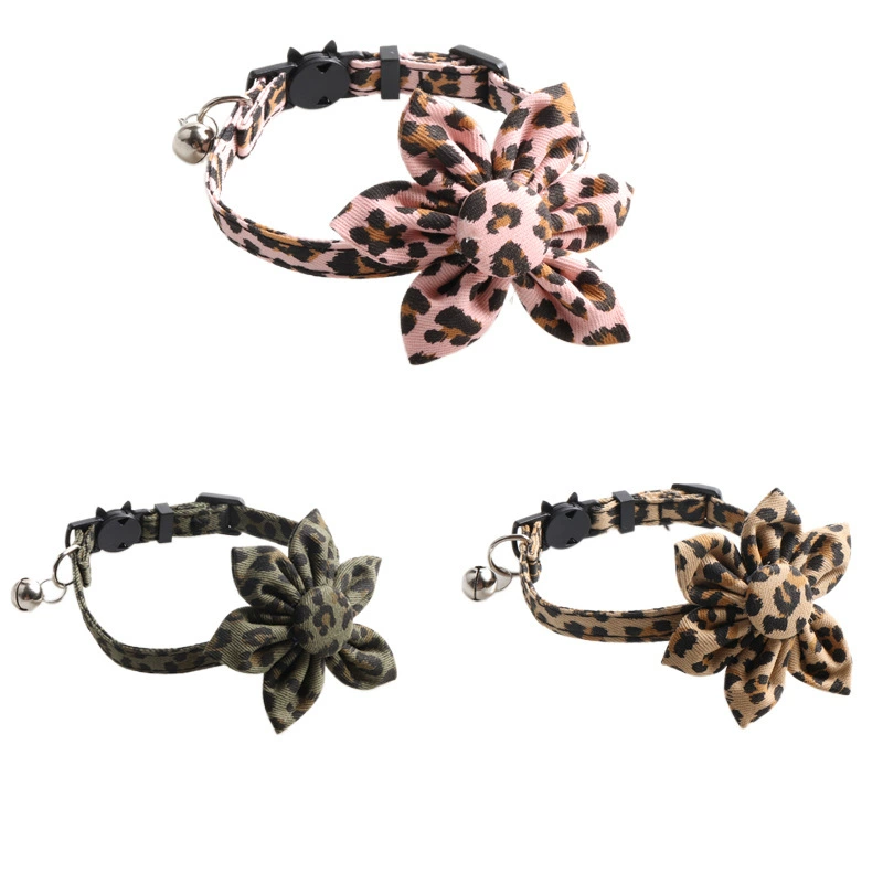 Амин Новый ПЭТ ошейник Леопардовый кошачий ошейник солнце цветок кошачий ошейник с колокольчиком