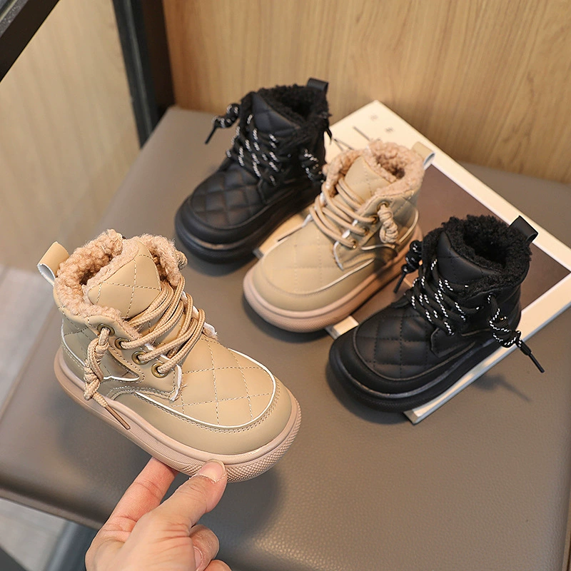 Мужские и женские повседневные хлопчатобумажные туфли для детей 2024 осенние и зимние детские ботинки в британском стиле Мартина