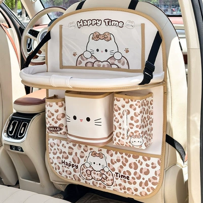 Car Seat Back Storage Car table board - leopard-cat-brown-storage-bag-new-z-style-can-hold-tablet