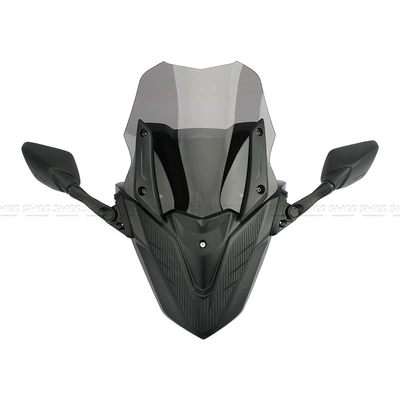 Suitable for Yamaha Nmax155 Modified Front Face Heightening Windshield Set, Front Windscreen Made of Abs Material (Motorcycle front windshield) - nmax-third-generation-black-windshield-kit-pointed-black-water-transfer-printing