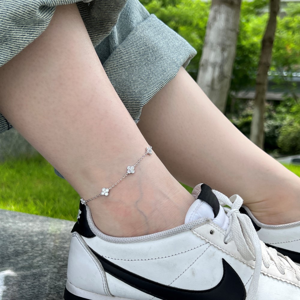 6g Weight Zircon Inlay Material Anklet Classification 1 Piece Quantity Holiday, Wedding, Daily Occasion 925 Sterling Silver Material Flower Pattern Women's Gender Inlay Design Elegant, Simple Style Style Wholesale Jewelry Elegant Simple Style Flower 925 Sterling Silver Zircon Inlay Anklet 9