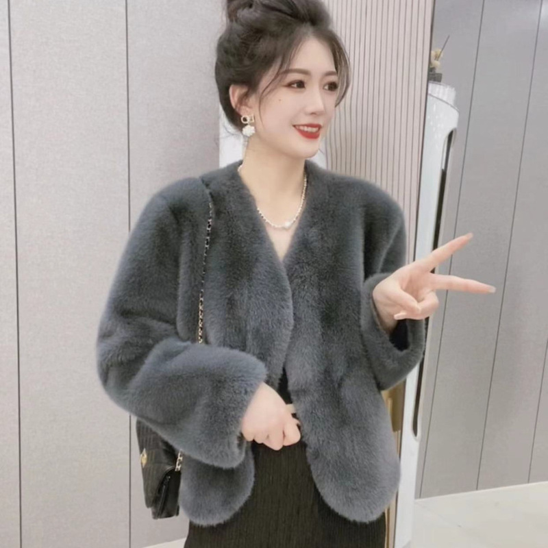 Fashionable all-match short coat women's new autumn and winter fur coat loose Western style mink fur coat cardigan Fashionable all-match short coat women's new autumn and winter fur coat loose Western style mink fur coat cardigan