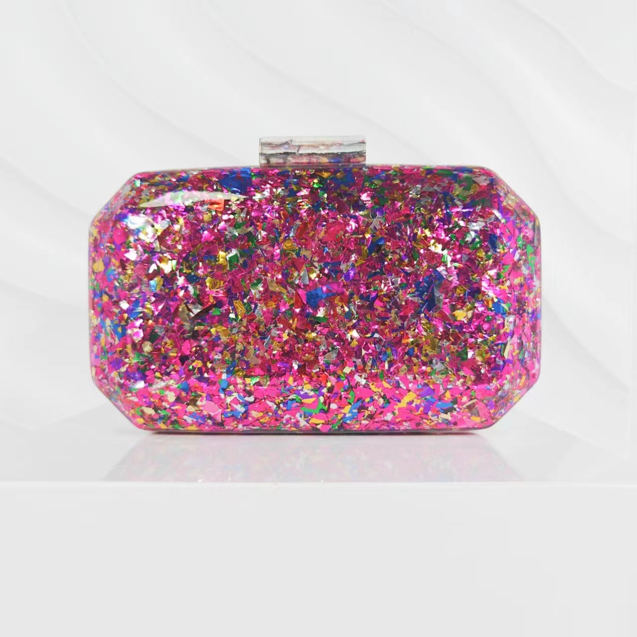 375g Weight Lock clasp Closure Type / Strap Type Evening Bag Bags Type Holiday, Party Occasion Arylic Material Solid Color Pattern All Seasons Season Women's Gender Elegant, Vintage Style Style Square Shape Small Size Gold White Blue Arylic Solid Color Square Evening Bags 7