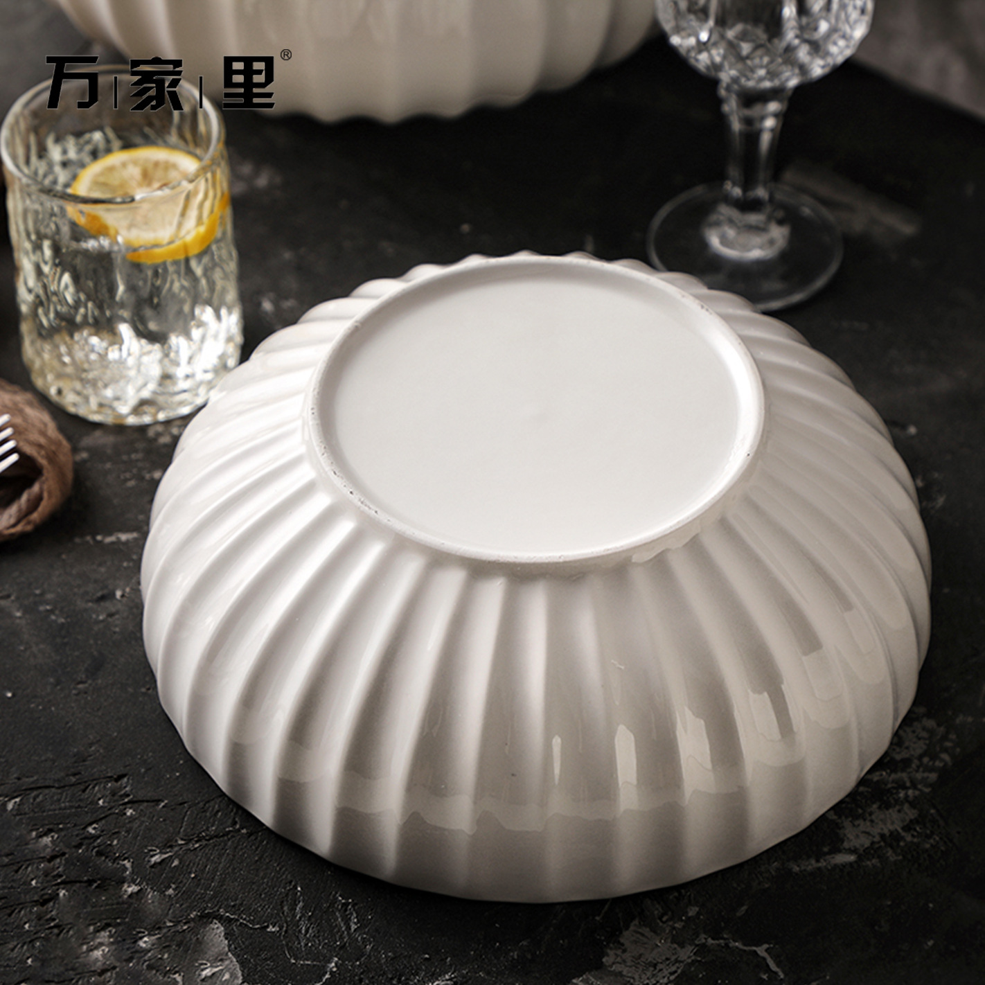 Pecado enchufe blanco puro tazón de cerámica gran tazón de cerámica de cocina de pescado hervido tazón de cerámica de gran tamaño