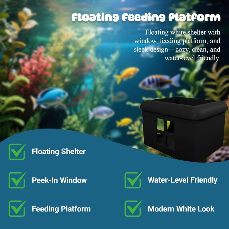 跨境爆款Floating Betta Fish Hideout斗鱼浮动网屋3D水族箱装饰|undefined