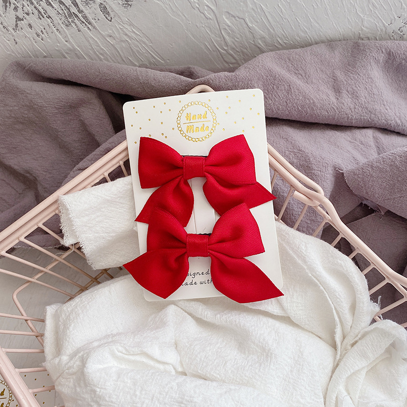 11g Weight Hair Clip Hair Accessories Type 1 Set Quantity Casual, Daily Occasion Solid Color, Bow Knot Pattern Girl'S Gender Cute, Korean Style Style Cute Handmade Fabric Bow Children's Side Clip Hairpin Summer Fresh Girl's Hairpin Hair Accessories 9