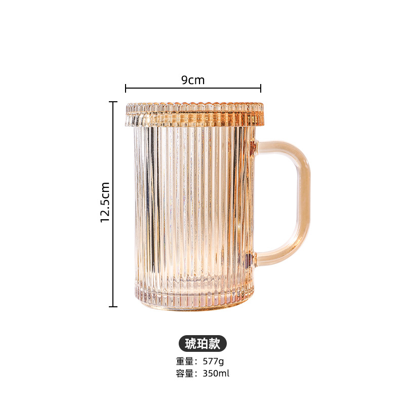 Inswind vertical taza de vidrio con tapa mango taza de menú taza de agua de alto valor de cara taza de desayuno de leche taza de bebida