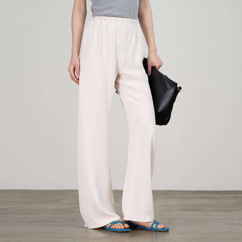 Jin Acetate Silky Smooth and Stretchy~High-Waisted Air Pants White Wide-Leg Pants for Women 2026 New Straight-Leg Pants Z34008