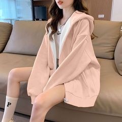 2025连帽卫衣女士秋冬季新款宽松显瘦大码胖妹妹运动拉链开衫外套