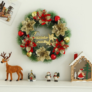 New Year wreath door hanging 40/50CM Christmas decorations Christmas tree rattan hanging decorations scene layout door decorations Christmas